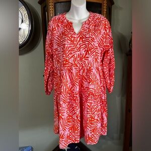 Michelle McDowell Pink Orange White Polka Dot Dress Size Small